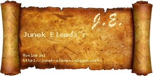 Junek Elemér névjegykártya